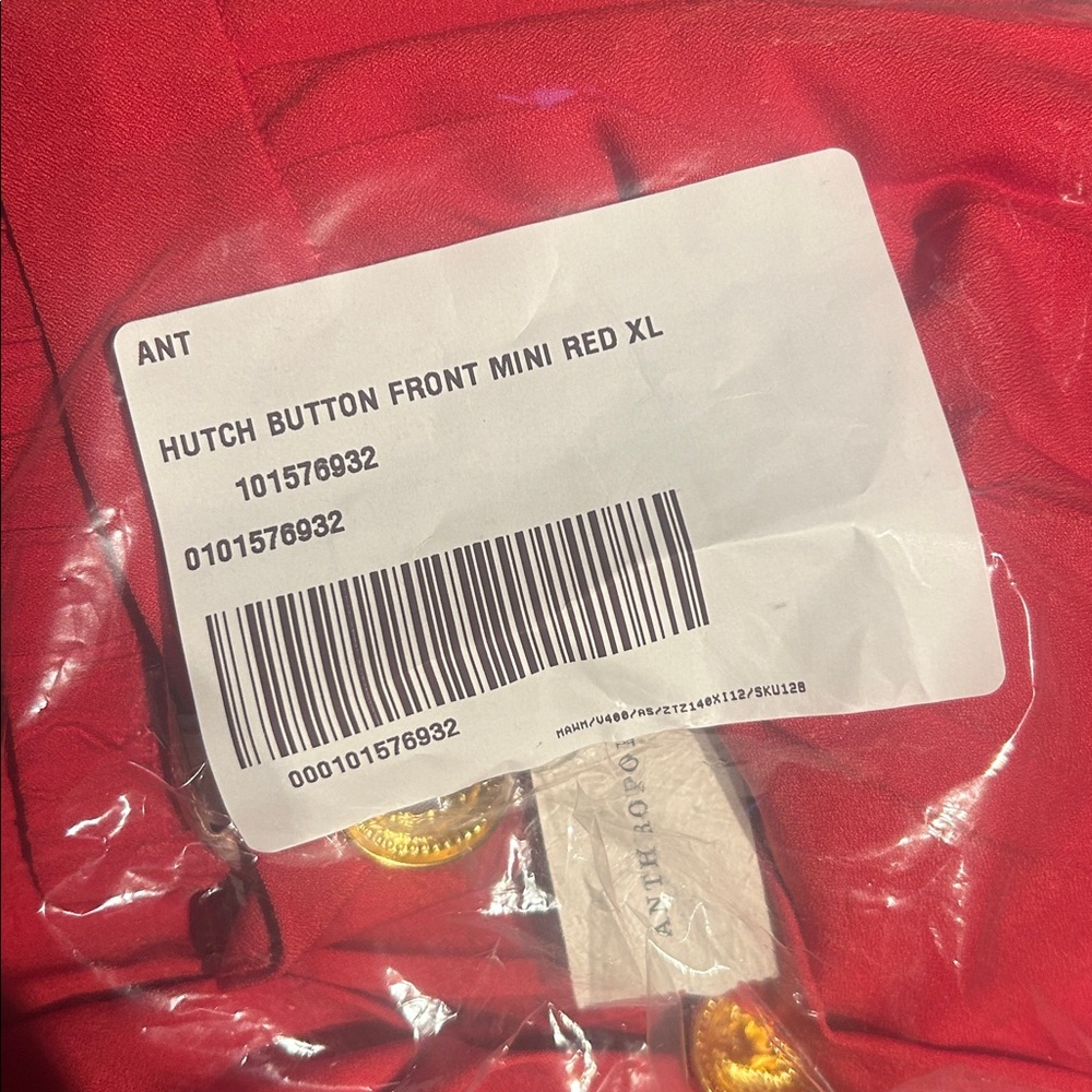 Hutch for Anthropologie New W-Tags gold Button Front Mini Skirt Salsa Red cute! - Picture 2 of 4
